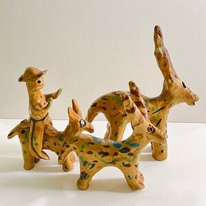 Vintage Mexican, rustic miniature figures, small clay animals, Chiapas 1960’s